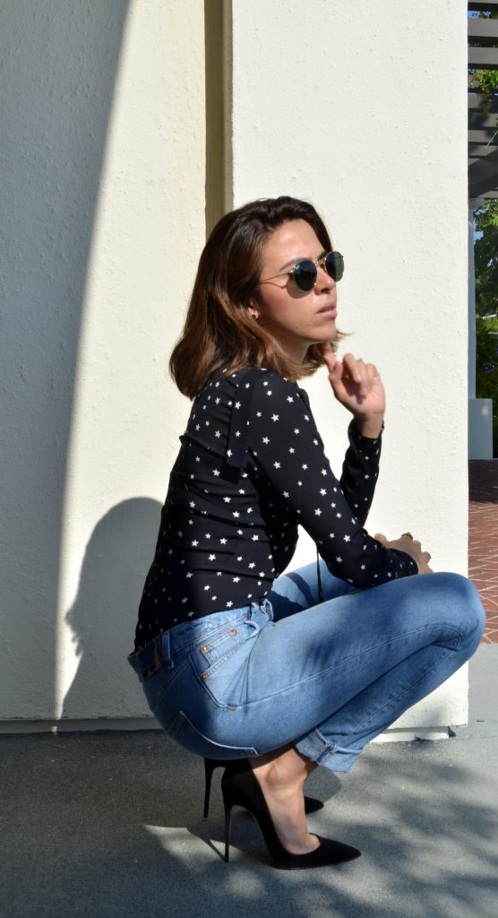 High waisted jeans and pumps