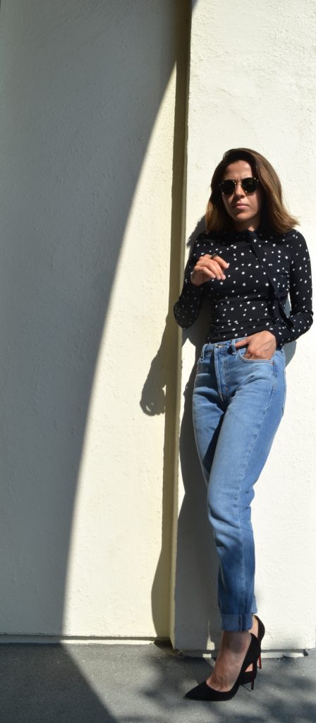 High waisted jeans and pumps