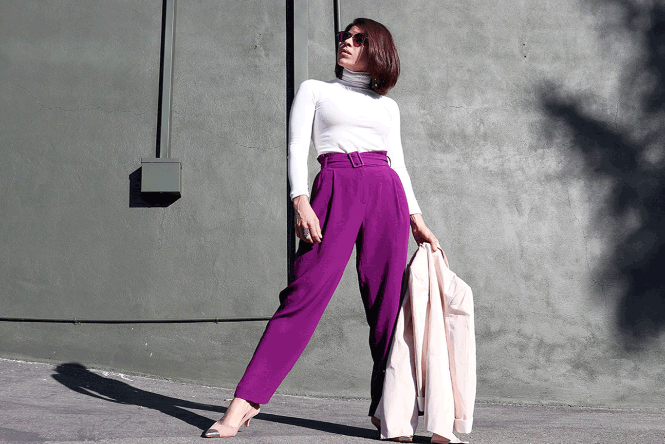 HowToWear-PantalonesMorados-PurplePants-70slook-70sStyle-80sStyle-KarlaVargas-MyStylosophy-StatementEarrings-WomenBlazer2018-womenblazertrend