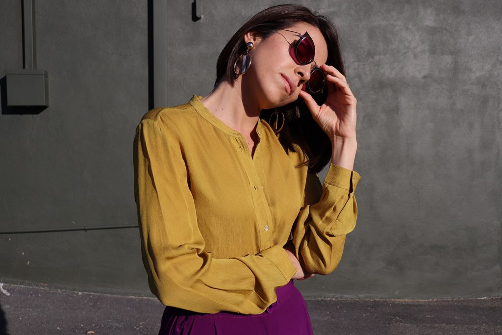 HowToWear-PantalonesMorados-PurplePants-70slook-70sStyle-80sStyle-KarlaVargas-MyStylosophy-StatementEarrings