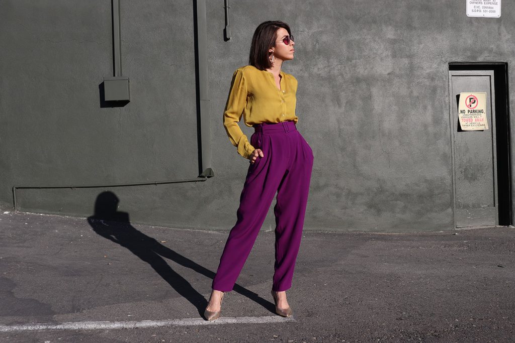 HowToWear-PantalonesMorados-PurplePants-70slook-70sStyle-80sStyle-KarlaVargas-MyStylosophy-StatementEarrings