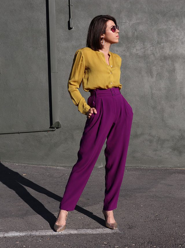 HowToWear-PantalonesMorados-PurplePants-70slook-70sStyle-80sStyle-KarlaVargas-MyStylosophy-StatementEarrings