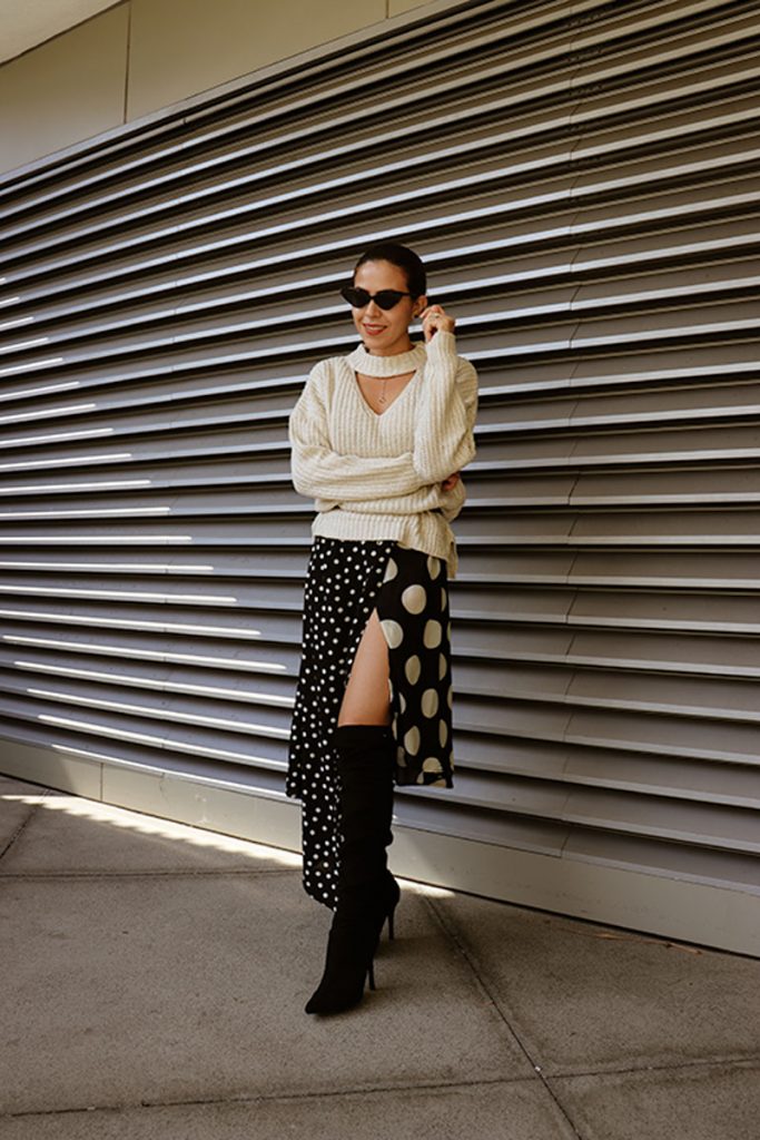 PolkaDotDress-Polkadot-FallStyle-SweaterWeather-FallSweather-KarlaVargas-HowToWear-SustainableFashionBlogger-SustainableStyle