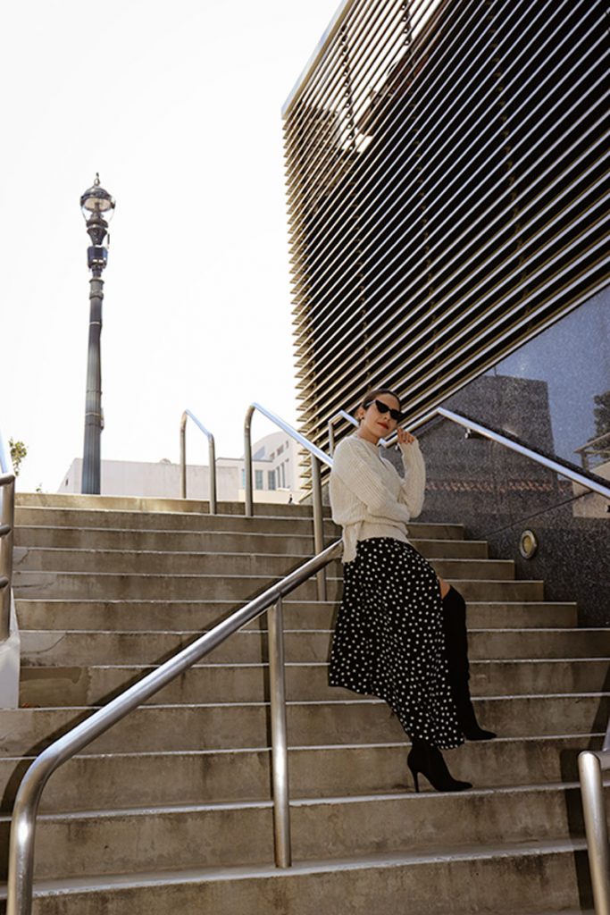 PolkaDotDress-Polkadot-FallStyle-SweaterWeather-FallSweather-KarlaVargas-HowToWear-SustainableFashionBlogger-SustainableStyle