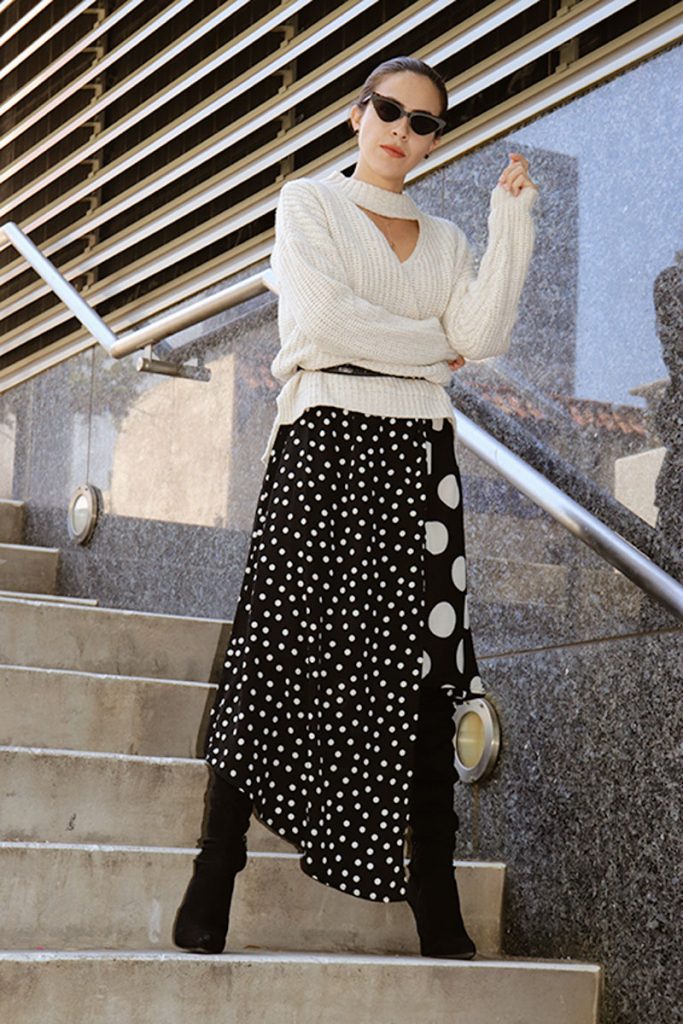 PolkaDotDress-Polkadot-FallStyle-SweaterWeather-FallSweather-KarlaVargas-HowToWear-SustainableFashionBlogger-SustainableStyle